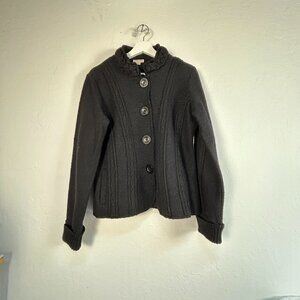 Venario Womens Wool Button-Front Ruffled Collar Jacket Medium Black Western